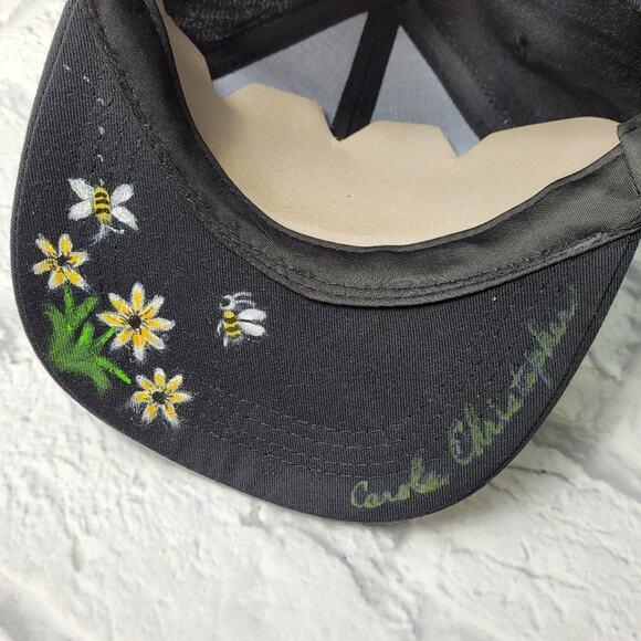Hand Painted Daisy & Bees Ball Cap main image 7